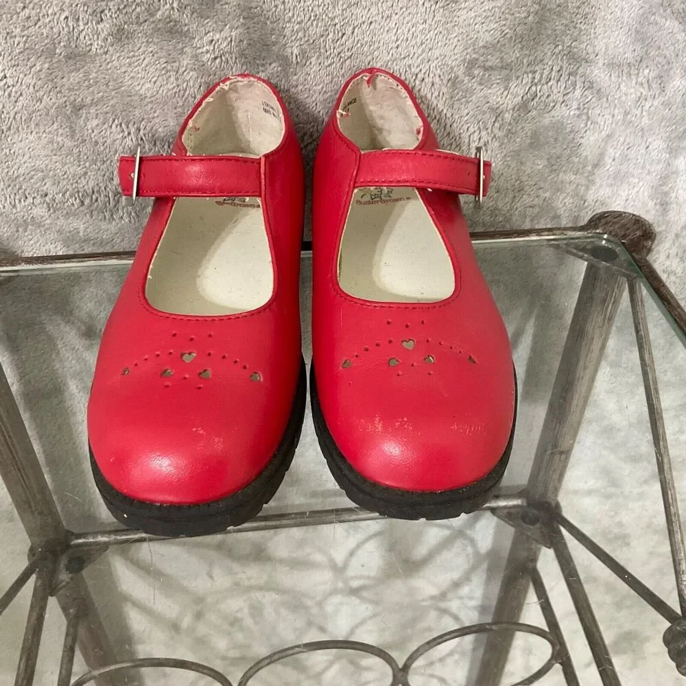 Buster Brown leather classic Mary Jane Shoes Little Girls Size 11.5 Red Hearts